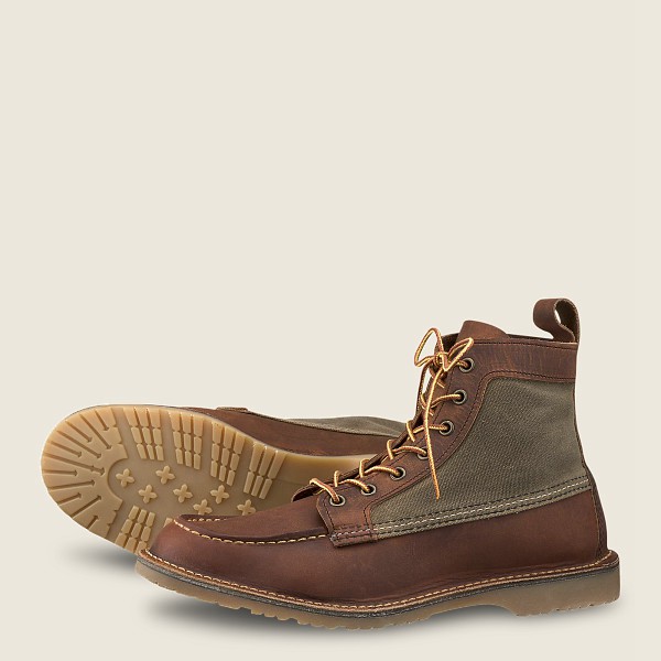 Red Wing Heritage Boots Mens Brown - Weekender Canvas Moc - 6-inchr Rough & Tough Leather - 2607851-